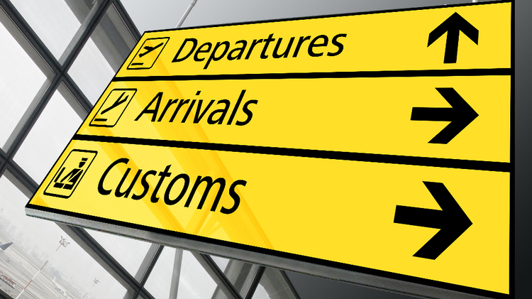 Airport Signage for Departures, Arrivals, and Customs Clearance Services