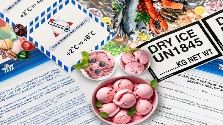 Temperature-Sensitive Shipping Labels, Ice Cream, Seafood, and Dry Ice Packaging for Perishable Goods Transport